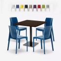 Ensemble Table Bois Métal 90x90cm Horeca et 4 Chaises Empilables Bar Restaurant Yanez Promotion