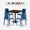 Ensemble Table Bois Métal 90x90cm Horeca et 4 Chaises Empilables Bar Restaurant Yanez Promotion