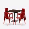 Ensemble 1 Table Horeca 90x90cm et 4 Chaises Empilables Restaurant Bar Cuisine Jasper 