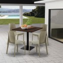 Ensemble 1 Table Horeca 90x90cm et 4 Chaises Empilables Restaurant Bar Cuisine Jasper 