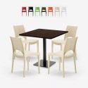 Ensemble Table 90x90cm Horeca et 4 Chaises Empilables Bar Restaurant Prince Réductions
