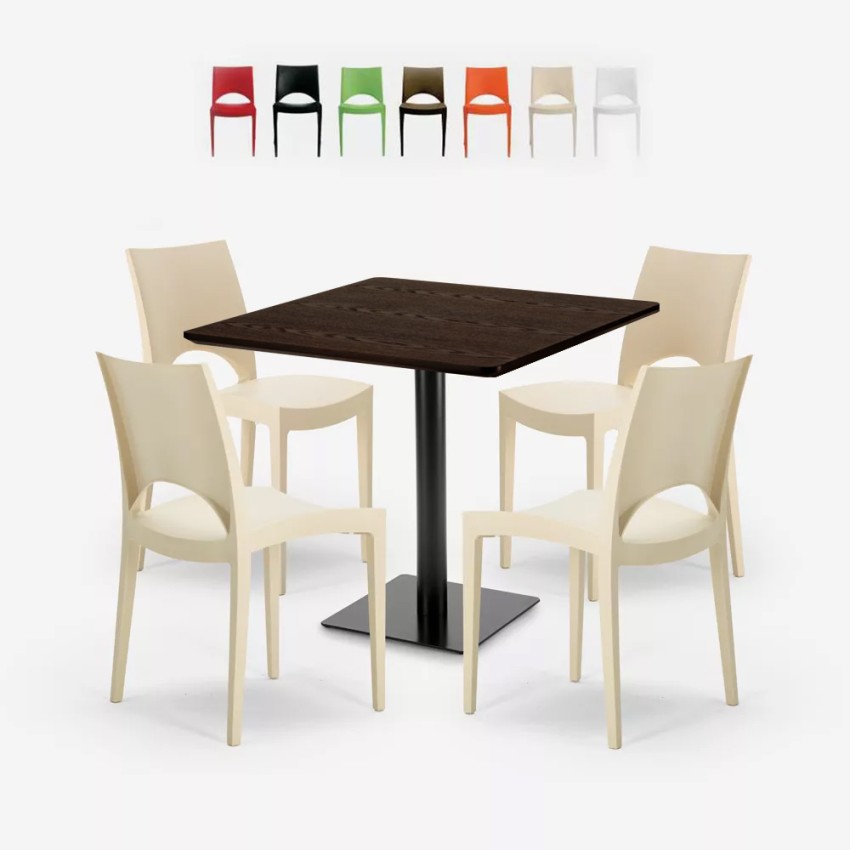 Ensemble Table 90x90cm Horeca et 4 Chaises Empilables Bar Restaurant Prince Réductions Ensemble Table 90x90cm Horeca et 4 Chaises Empilables Bar Restaurant Prince Réductions