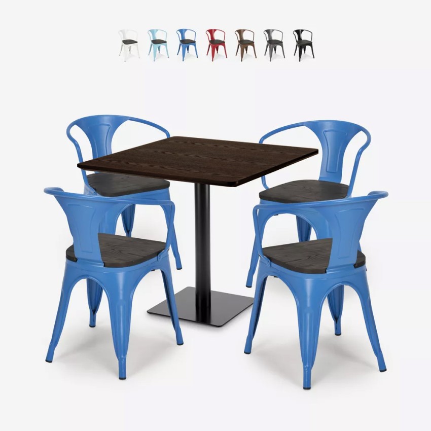 ensemble 1 table horeca 90x90cm bar restaurant et 4 chaises style burke Choix ensemble 1 table horeca 90x90cm bar restaurant et 4 chaises style burke Choix