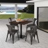 ensemble 1 table horeca 90x90cm bar restaurant et 4 chaises style burke 