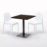 Table Carrée 70x70 Effet Bois avec 2 Chaises Colorées Ice Melon 