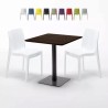 Table Carrée 70x70 Effet Bois avec 2 Chaises Colorées Ice Melon Offre