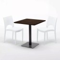 Table carrée 70x70 plateau effet bois avec 2 chaises colorées Paris Melon 