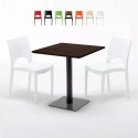 Table carrée 70x70 plateau effet bois avec 2 chaises colorées Paris Melon Réductions