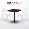 Table carrée 70x70 plateau effet bois avec 2 chaises colorées Paris Melon Réductions