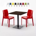 Table carrée 60x60 pied noir et plateau bois avec 2 chaises colorées Ice Kiss Caractéristiques
