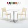 Table carrée blanche 70x70 avec pied en acier et 2 chaises colorées Paris Strawberry Vente