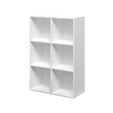 Bibliothèque de bureau moderne blanche avec 6 étagères cubiques 65x30x97cm Ika 2 Promotion