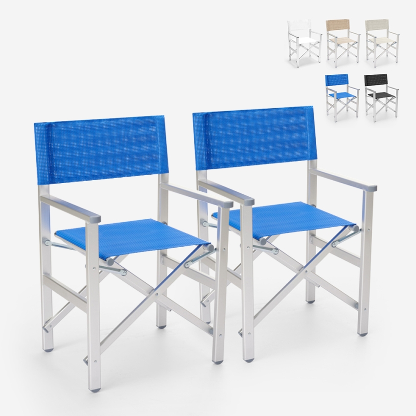 2 Chaises de plage pliantes portables en textilène aluminium Regista Gold Choix 2 Chaises de plage pliantes portables en textilène aluminium Regista Gold Choix