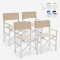 4 chaises de plage pliables portables textilène aluminium Regista Gold Remises