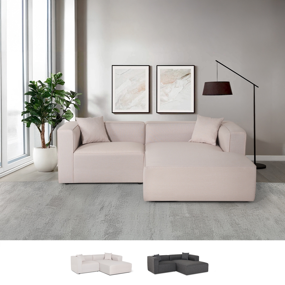 Canapé d'angle modulaire 3 places avec péninsule en tissu Rylos Promotion Canapé d'angle modulaire 3 places avec péninsule en tissu Rylos Promotion
