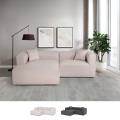 Canapé modulaire 3 places en tissu modulable avec méridienne d'angle Lorys Promotion