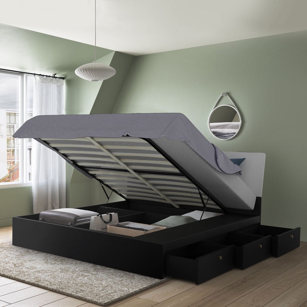 Lit coffre 160 x 190 cm avec sommier système de levage Design Moderne Steyr 
