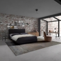 Lit double  160x190 en tissu avec sommier à lattes Lausanne King 