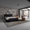 Lit double  160x190 en tissu avec sommier à lattes Lausanne King 