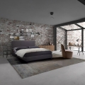Lit double  160x190 en tissu avec sommier à lattes Lausanne King Promotion