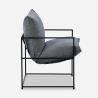 Fauteuil design moderne en tissu style minimaliste métal noir Alaska 