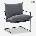 Fauteuil design moderne en tissu style minimaliste métal noir Alaska Vente