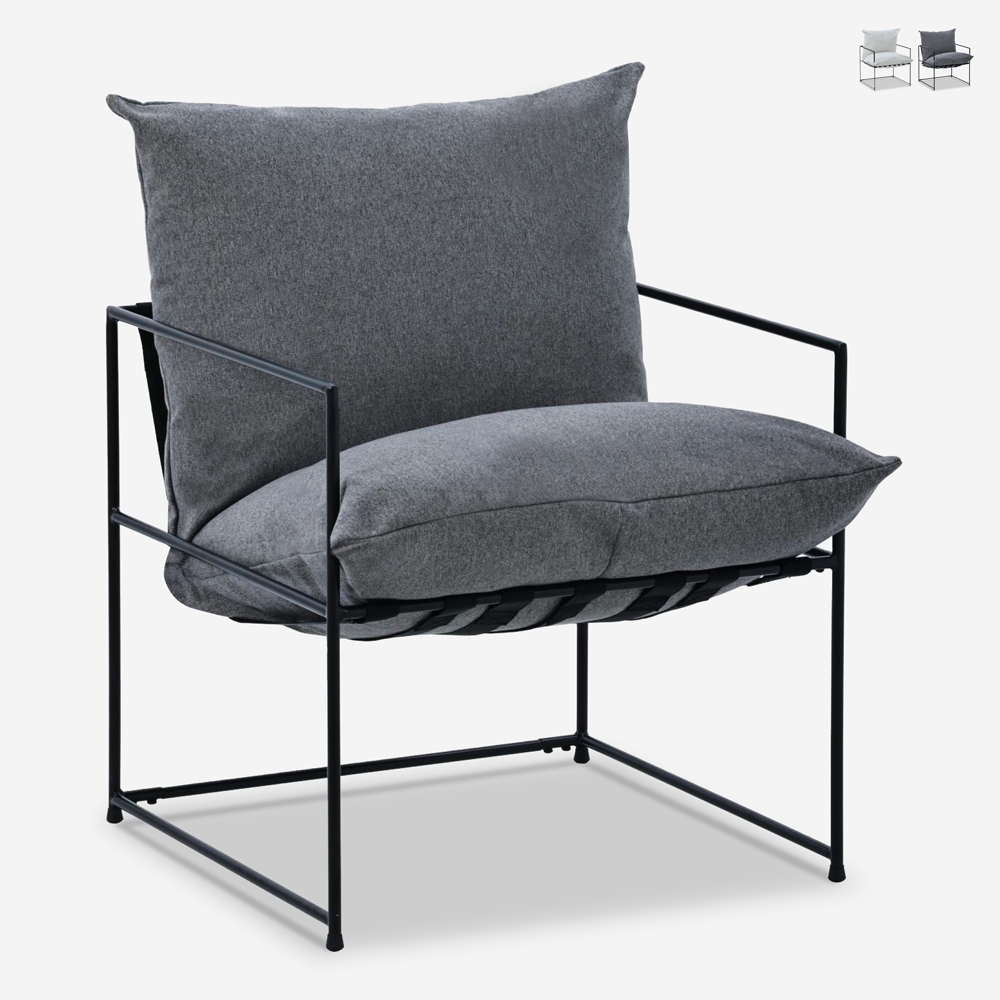Fauteuil design moderne en tissu style minimaliste métal noir Alaska Vente