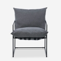 Fauteuil design moderne en tissu style minimaliste métal noir Alaska 