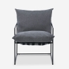 Fauteuil design moderne en tissu style minimaliste métal noir Alaska 