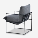 Fauteuil design moderne en tissu style minimaliste métal noir Alaska 
