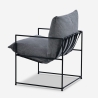 Fauteuil design moderne en tissu style minimaliste métal noir Alaska 
