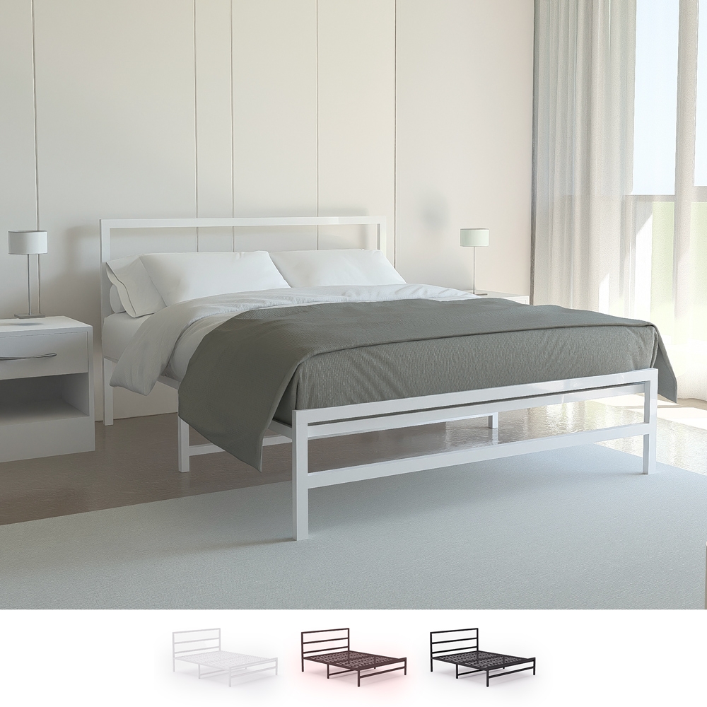 Lit 2 places en métal avec sommier à lattes 160x200 Skjern Promotion