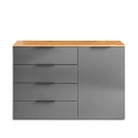 Buffet meuble séjour 1 porte 4 tiroirs en bois gris Tomei Réductions
