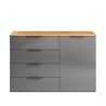 Buffet meuble séjour 1 porte 4 tiroirs en bois gris Tomei Réductions