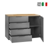 Buffet meuble séjour 1 porte 4 tiroirs en bois gris Tomei Offre
