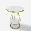 Petite table basse ronde en métal noir doré marbre 45x63cm Neep L Dimensions