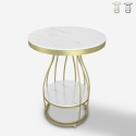 Petite table basse ronde en métal noir doré marbre 45x63cm Neep L Promotion