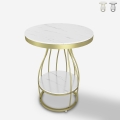 Petite table basse ronde en métal noir doré marbre 45x63cm Neep L Promotion