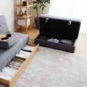 Canapé convertible 2 places en tissu avec méridienne coffre et porte-gobelet Subadra 