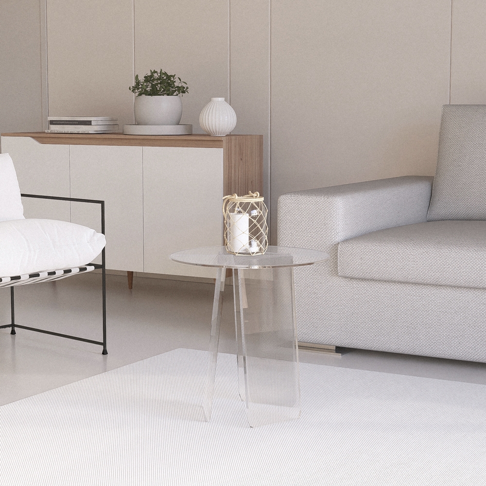 Table basse transparente ronde 45cm design moderne Bridget Promotion