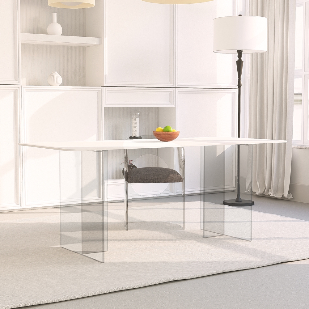 Table de salle à manger transparente 140x80cm design moderne Faust