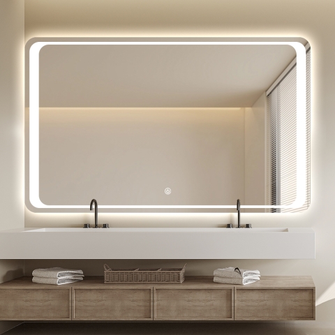 Miroir de salle de bain rectangulaire 130x80cm rétroéclairé LED Morgen XL Promotion