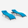 Lot de 2 chaises longues en rotin avec table pliante Lanzarote Réductions