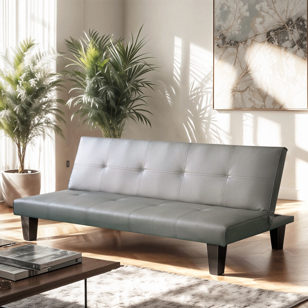 Canapé convertible 2 places ouverture clic clac design moderne similicuir Neluba Lux
