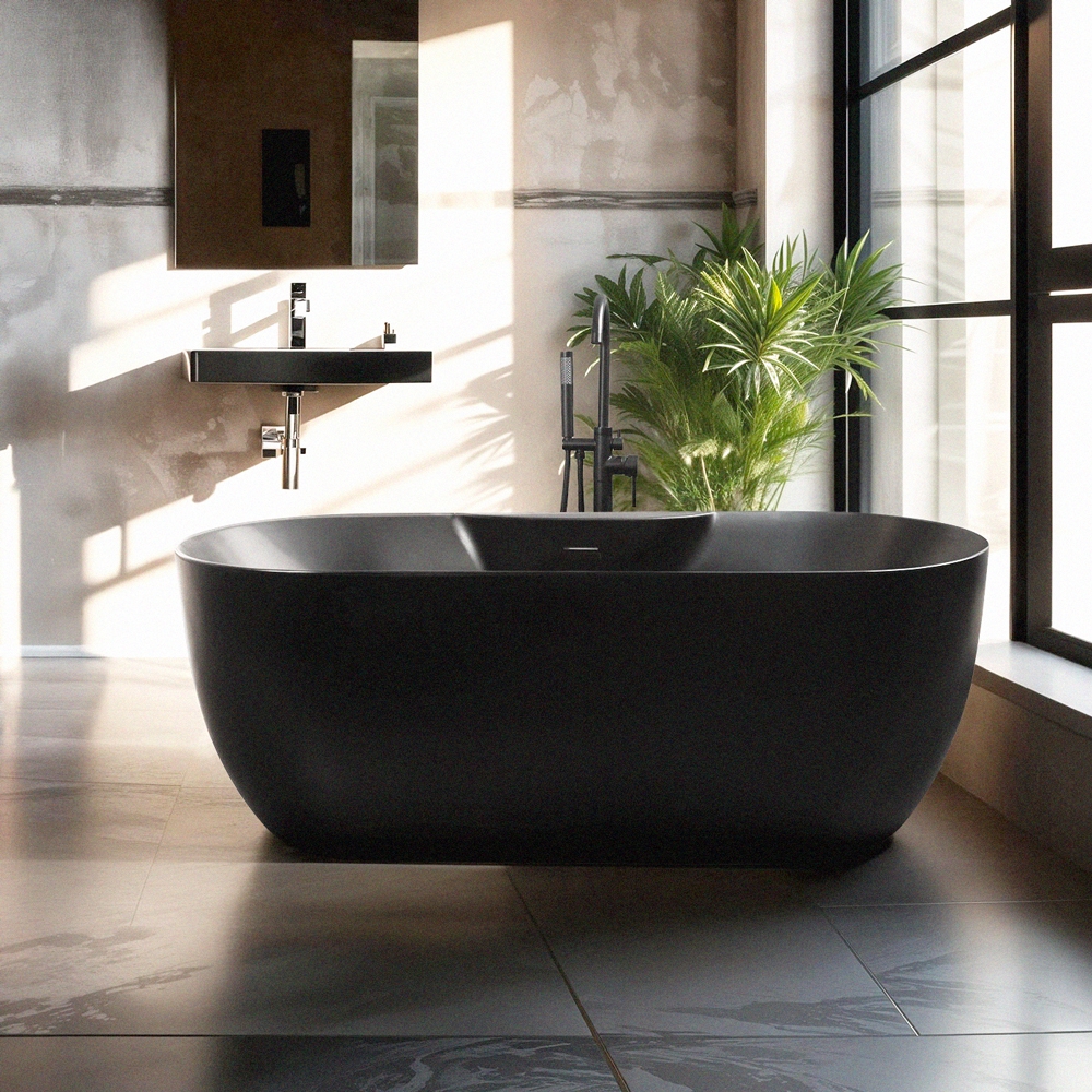Baignoire noire mate autoportante ovale 170x75cm Heraklia Dark Promotion Baignoire noire mate autoportante ovale 170x75cm Heraklia Dark Promotion