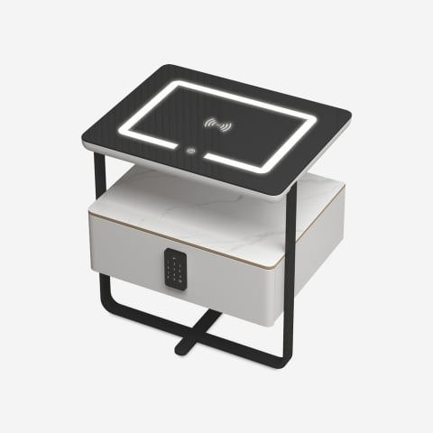 Table de chevet avec charge sans fil lumière LED et tiroir Klaas Promotion