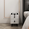 Table de chevet connectée blanche avec LED et recharge sans fil Tainy Vente