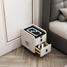 Table de chevet connectée blanche avec LED et recharge sans fil Tainy Remises