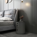 Table de chevet moderne ronde charge sans fil LED 2 tiroirs Moho Remises