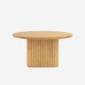 Table basse en bois noir ronde 80x45cm à rainures Vaik Réductions